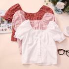 Short-sleeve Button Pattern Top