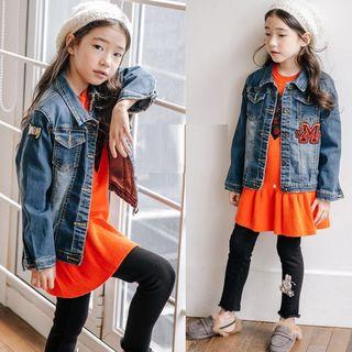 Family Matching Letter Applique Buttoned Denim Jacket
