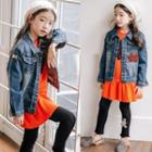Family Matching Letter Applique Buttoned Denim Jacket