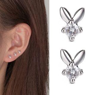Rhinestone Rabbit Earring With Earring Back - 1 Pair - Earring - As Shown In Figure - One Size