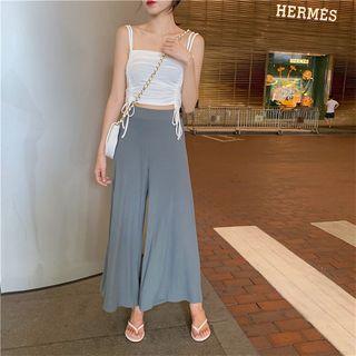 Double-strap Drawstring Camisole Top / Wide Leg Pants
