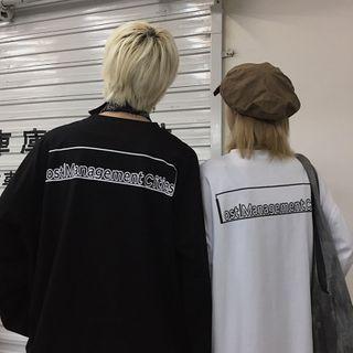 Lettering Back Long-sleeve Round Neck T-shirt