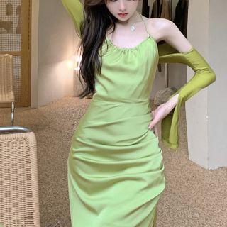 Halter-neck Midi Sheath Dress / Shrug