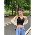 Mesh Cropped Camisole Top / Knit Shrug