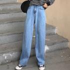 High-waist Loose-fit Washed Wide-leg Pants