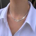 Layered Sterling Silver Necklace 1pc - Xl1145 - Silver - One Size