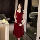 Ruffle Strap A-line Velvet Dress