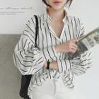 Wrap-back Striped Shirt Ivory - One Size