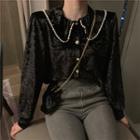 Set: Long-sleeve Velvet Shirt + Crossbody Bag