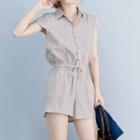Pinstriped Cap-sleeve Playsuit