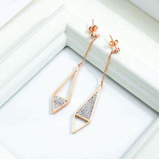 Non-matching Rhinestone Rhombus Dangle Earring 532 - 1 Pair - One Size