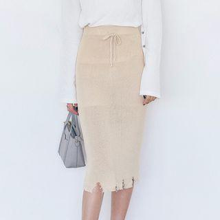 Fray-hem Knit Skirt