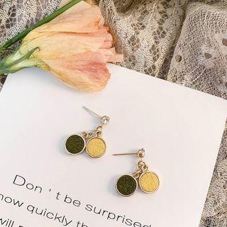 Color Block Medallion Drop Rhinestone Earrings