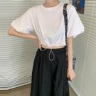 Plain Short-sleeve Crop T-shirt / Midi A-line Skirt