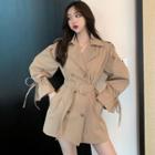 Double-breasted Drawstring Trench Jacket
