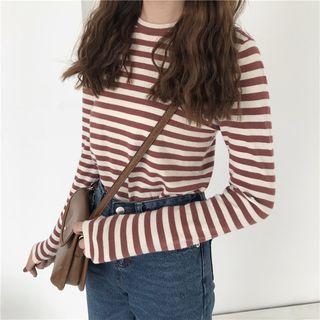 Striped Round-neck Slim-fit Sweater