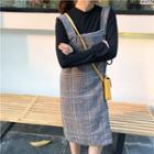 Plaid Pinafore Dress As Shown In Figure - One Size