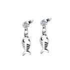Simple And Creative Fishbone 316l Stainless Steel Earrings With Cubic Zirconia Silver - One Size