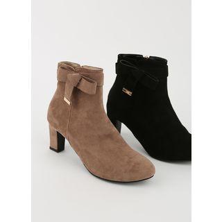 Beribboned Block-heel Ankle Boots