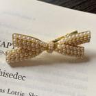 Bow Faux Pearl Hair Clip Gold - One Size