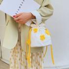 Flower Detail Drawstring Bucket Bag