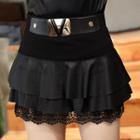 Tiered Faux Leather Mini Skirt