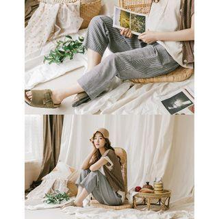 Band-waist Stripe Pants Stripe - One Size