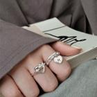 Knotted Heart Open Ring 13 - 1pc - Silver - One Size