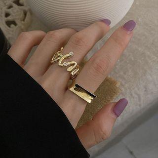 Rhinestone Irregular / Square Open Ring
