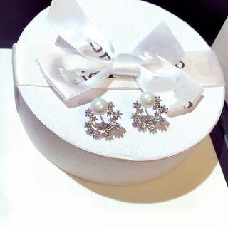 Faux-pearl Rhinestone Earring