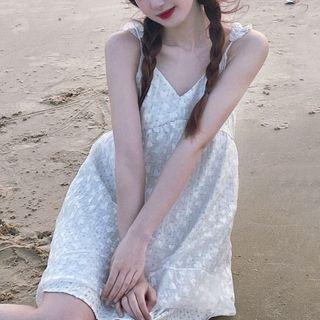 Spaghetti Strap Heart Mesh A-line Dress