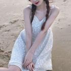 Spaghetti Strap Heart Mesh A-line Dress