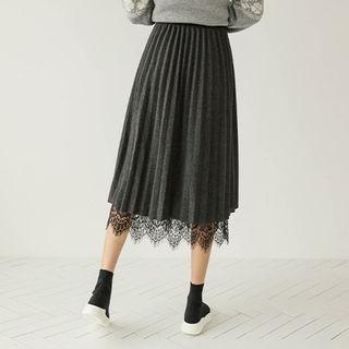Reversible Accordion-pleat Lace Skirt