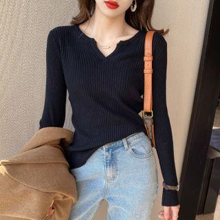 V-neck Light Knit Top In 6 Colors