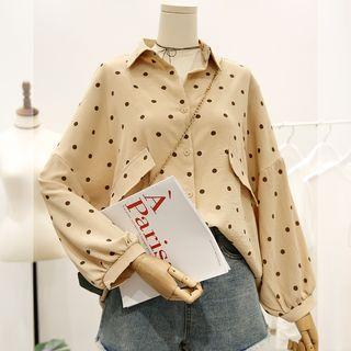 Long-sleeve Oversize Polka Dot Shirt