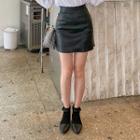 Inset Shorts Faux-leather Miniskirt