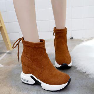 Tie Back Platform Hidden Wedge High-top Sneakers