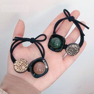 Rhinestone Disc Beaded Square Hair Tie