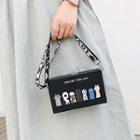 Faux Leather Crossbody Box Bag Black - One Size