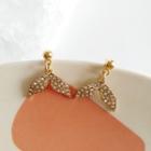 Rhinestone Whale Tail Dangle Earring 1 Pair - Gold - One Size