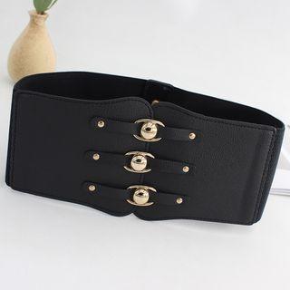 Plain Wide Belt Black - One Size