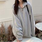 Plain Half-zip Sweatshirt Gray - One Size