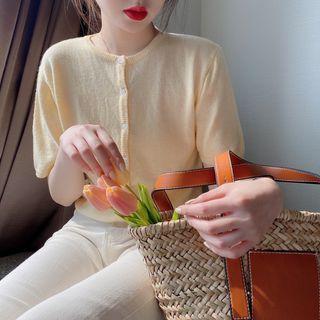 Crew-neck Button-down Top