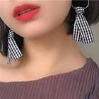 Gingham Ribbon Hoop Earrings / Clip-on Earrings
