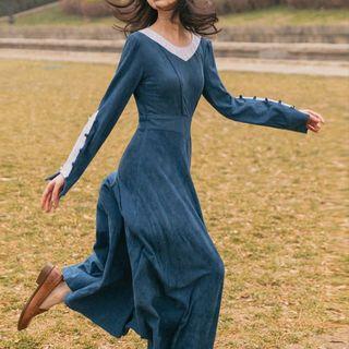 Velvet Long-sleeve Maxi Dress