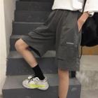 Distressed Wide-leg Shorts Dark Gray - One Size