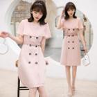 Cap Sleeve Double Breasted Coatdress