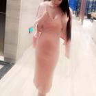 Set: Plain Spaghetti Strap Dress + Cropped Light Coat