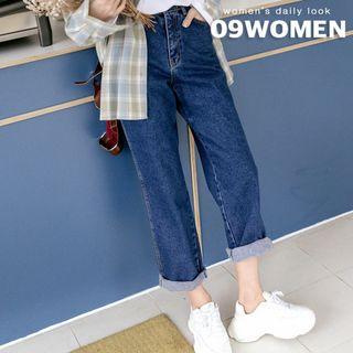 Plus Size Fleece-lined Wide-leg Jeans