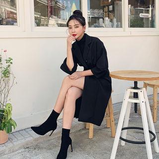 3/4-sleeve Double-breast Coatdress